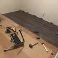 Starting to lay the vinyl plank flooring